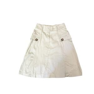 TIBI Tan Skirt with Pleat and Buttons Solid Minimalist Preppy Size 8